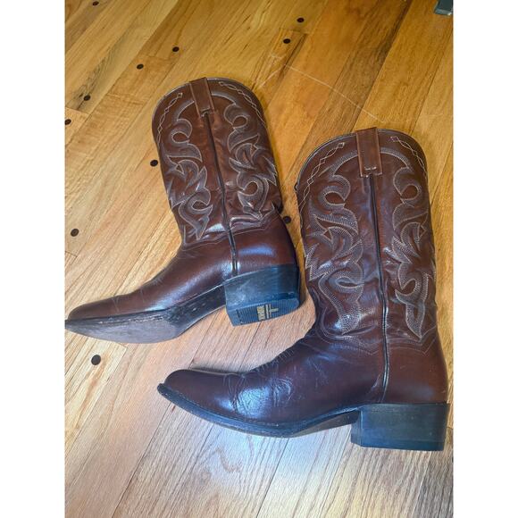 Dan Post Men's Sz 9D Brown Leather Cowboy Western Ranch Pull On Boots - Picture 8 of 11